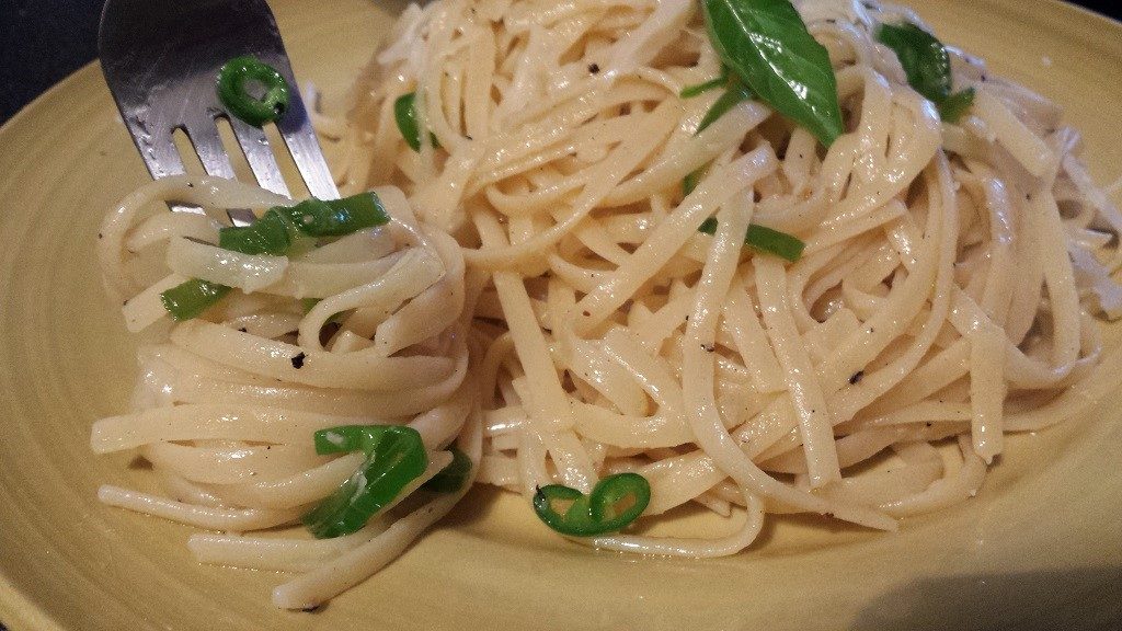 Pâtes ail piment et huile d'olive