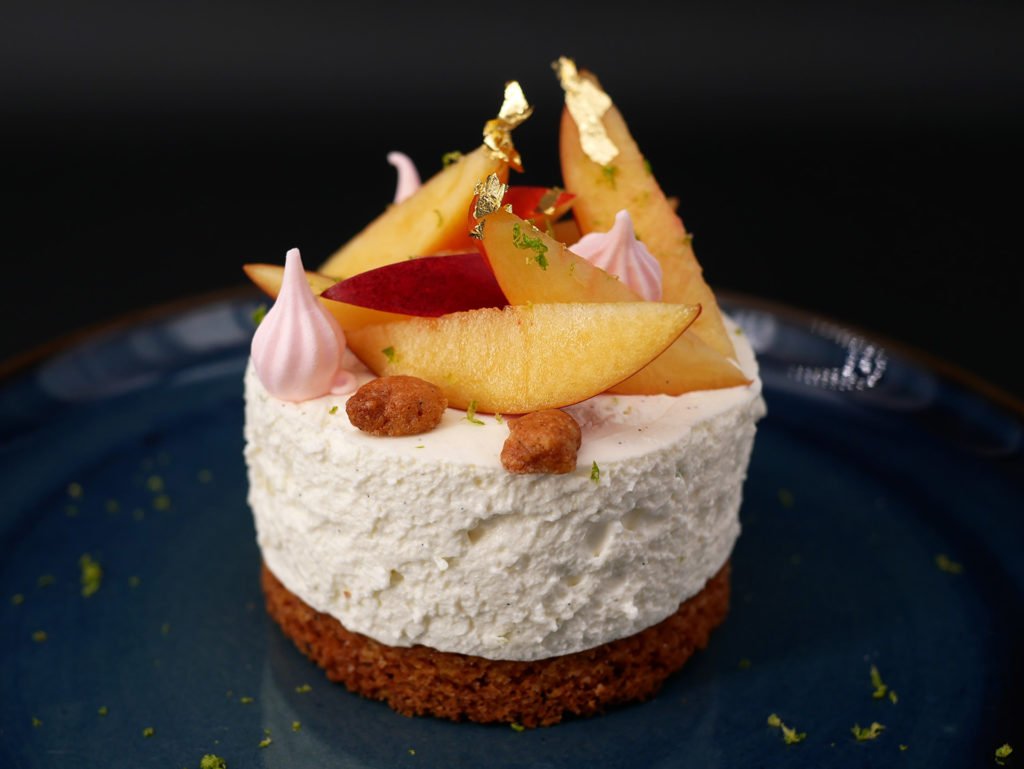 Cheesecake citron vert et nectarine jaune