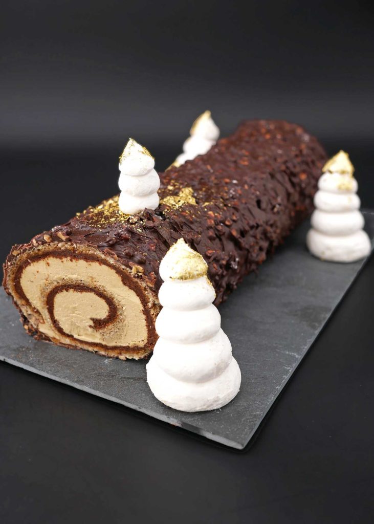 Bûche chocolat et praliné café