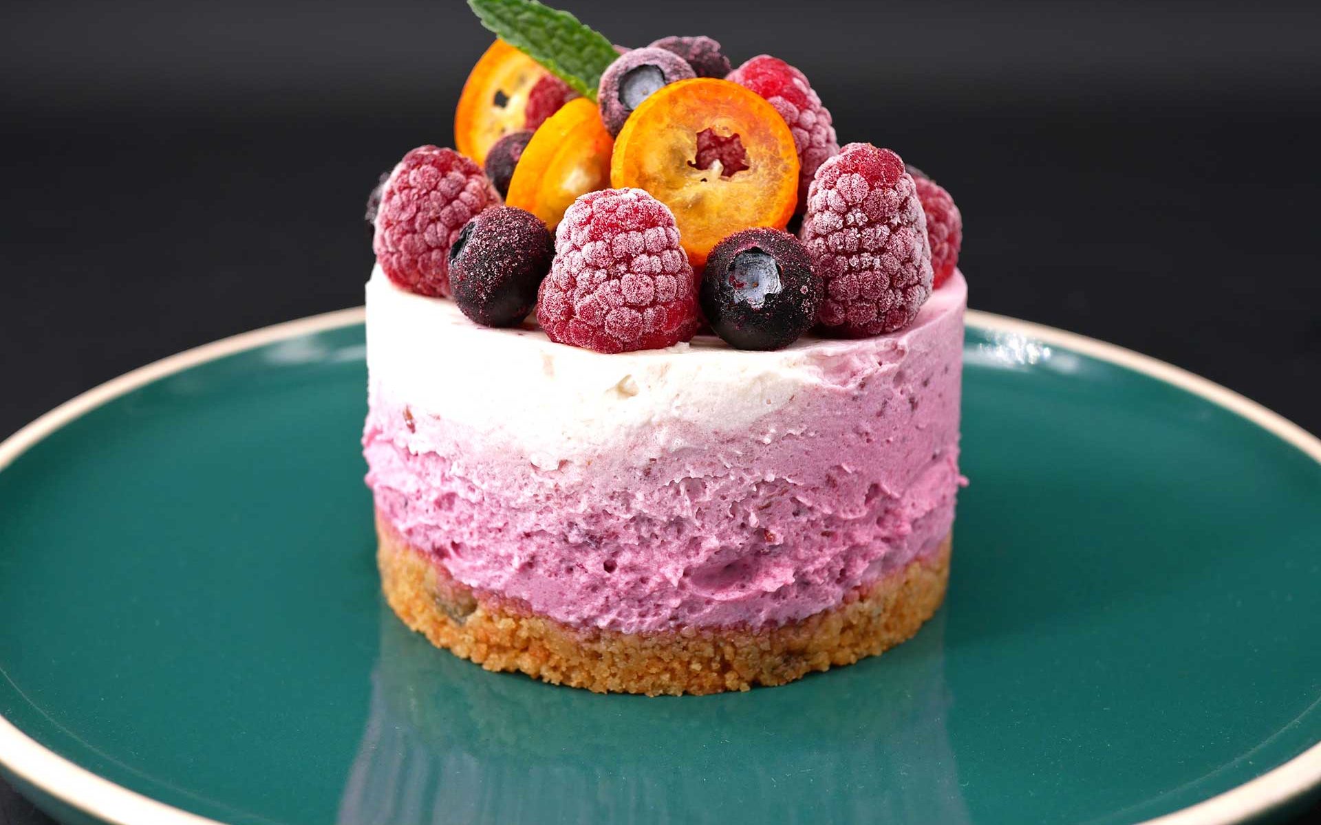 Cheesecake marbré aux fruits rouges