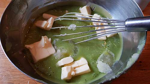 Crème mojito - ajout du beurre et de la gélatine