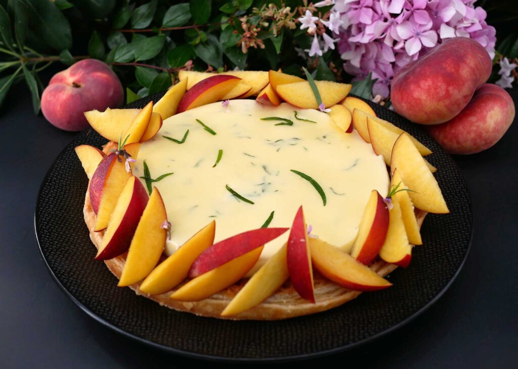 Tarte aux pêches estragon
