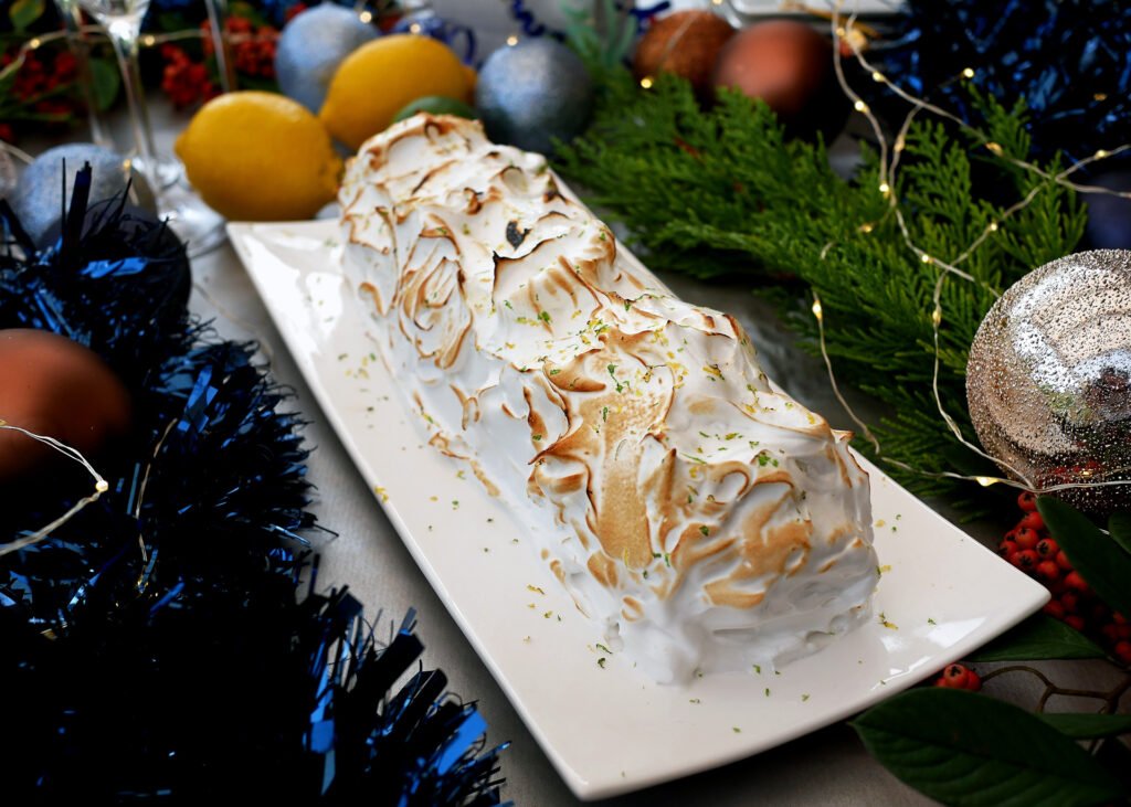 bûche de noël façon tarte au citron meringuée